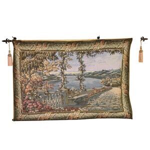 Large Tapestry Detailed Landscape Scene 53" x 35" VTG Gobelins France Style